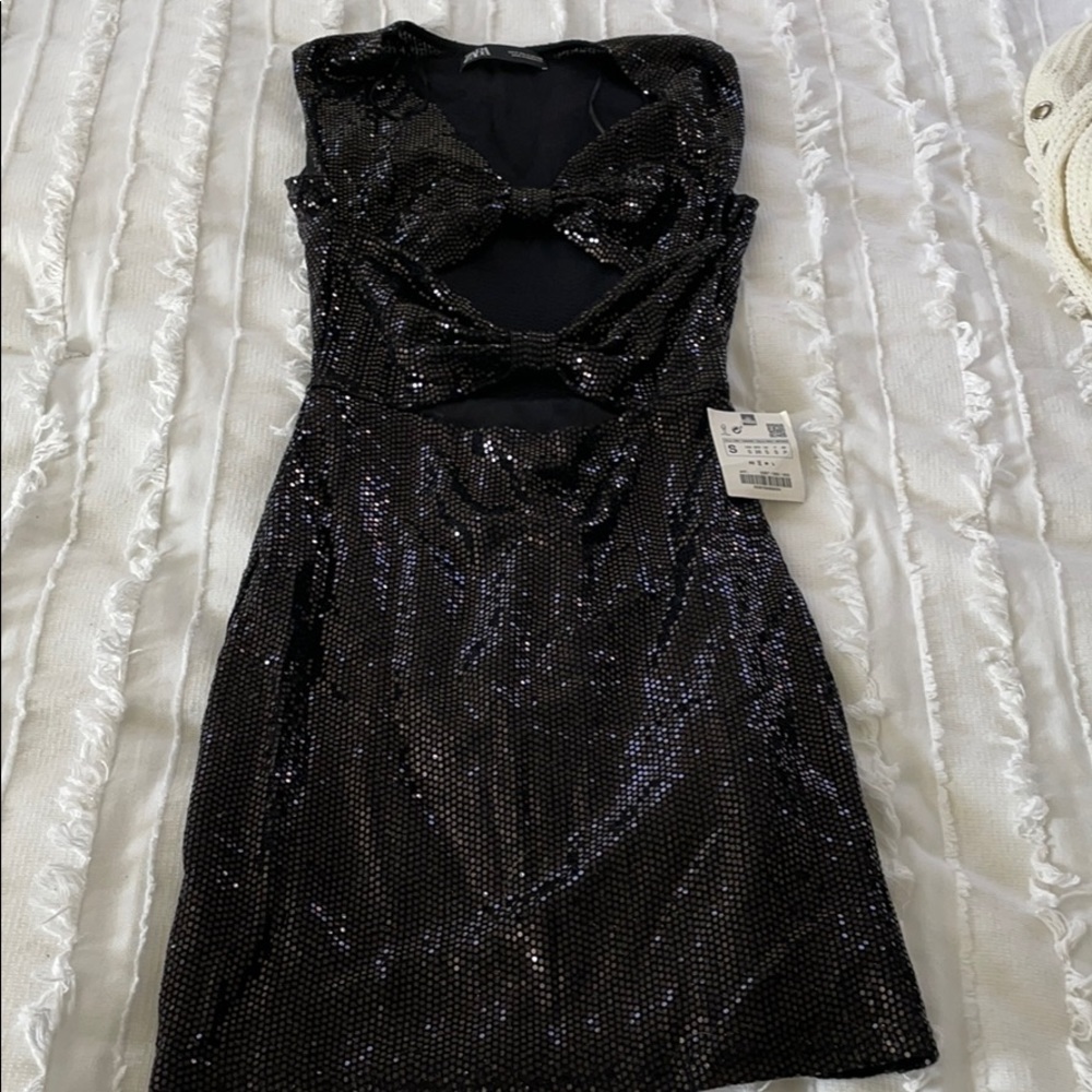 ZARA Black Sequin Dress with TAG